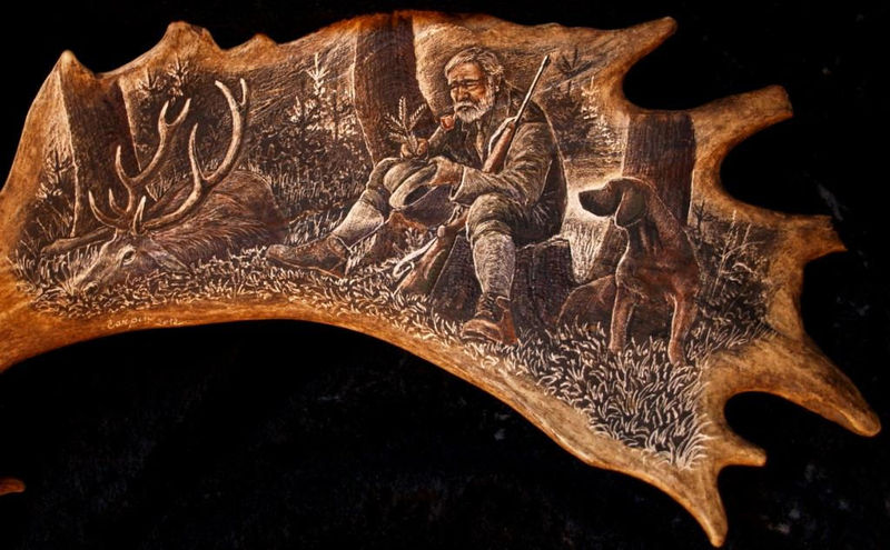 rytiny-551 Starý muž s dýmkou