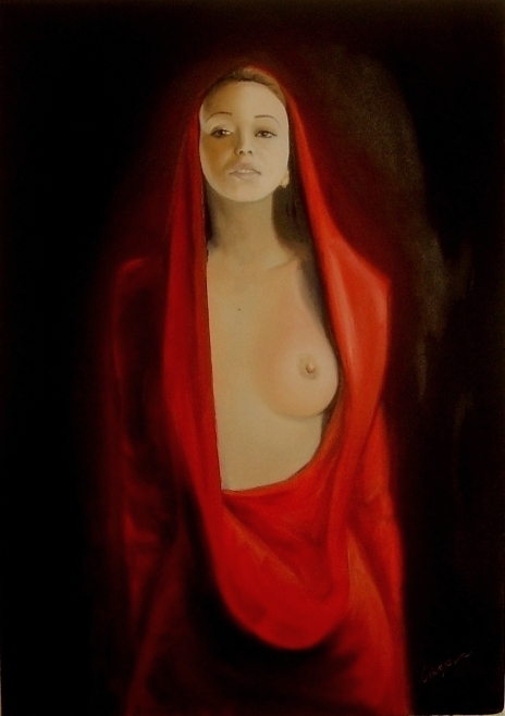akt a figurální malba-Red rhapsody